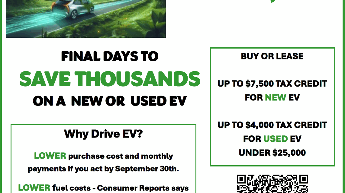 Electric Vehicles – Incentives Available through September